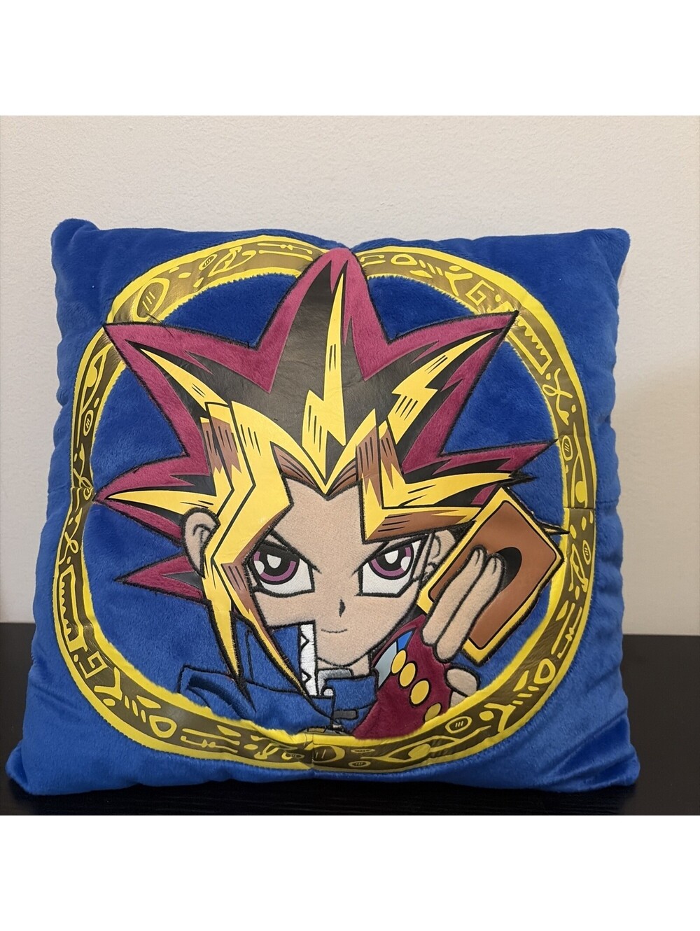 Vtg YU-GI-OH! Throw PILLOW Blue Kazuki Takahashi 1996 Collectible Anime 14x14